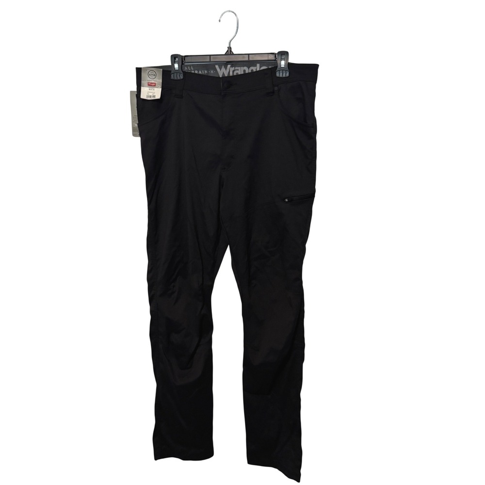 Wrangler ATG Side Zip Utility Pants Mens 36x34 Black Straight Fit Stretch Cargo